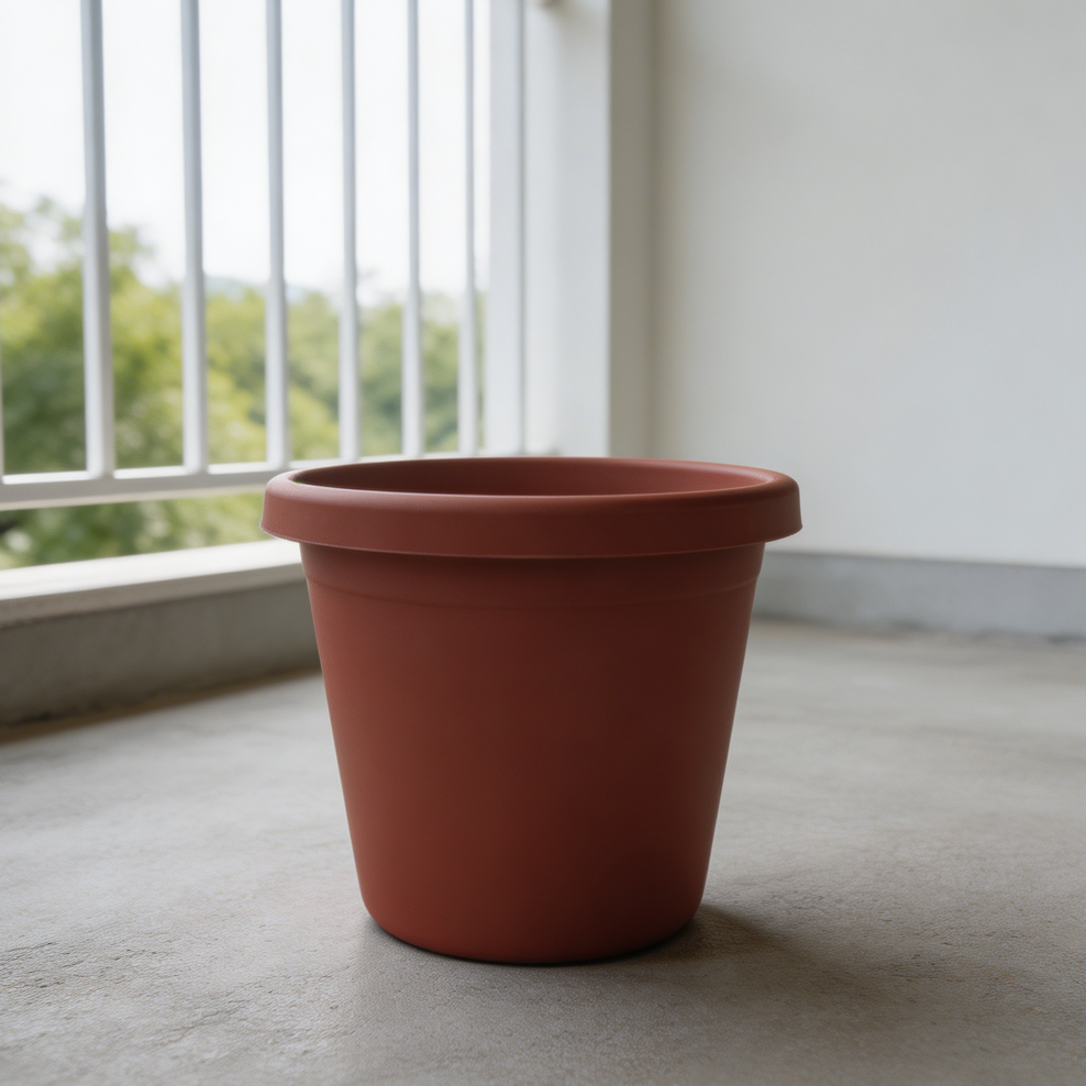 Clay Plastic Round Planter 2-Pack with Drainage - Image 2