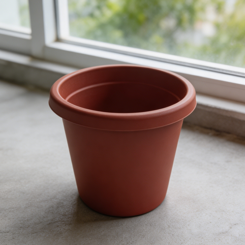 Clay Plastic Round Planter 2-Pack with Drainage