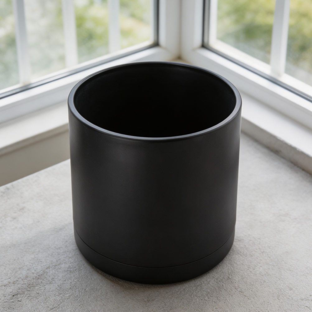 Black Plastic Planter with Drainage & Saucer - Image 2