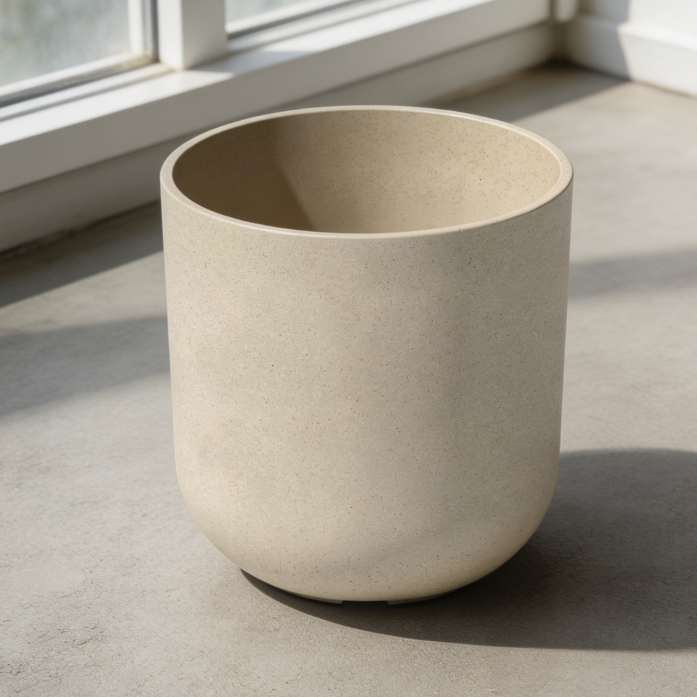 Plastic-Stone Composite Round Planter with Drainage - Image 2