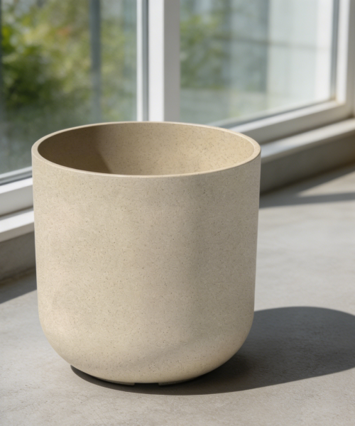 Plastic-Stone Composite Round Planter with Drainage