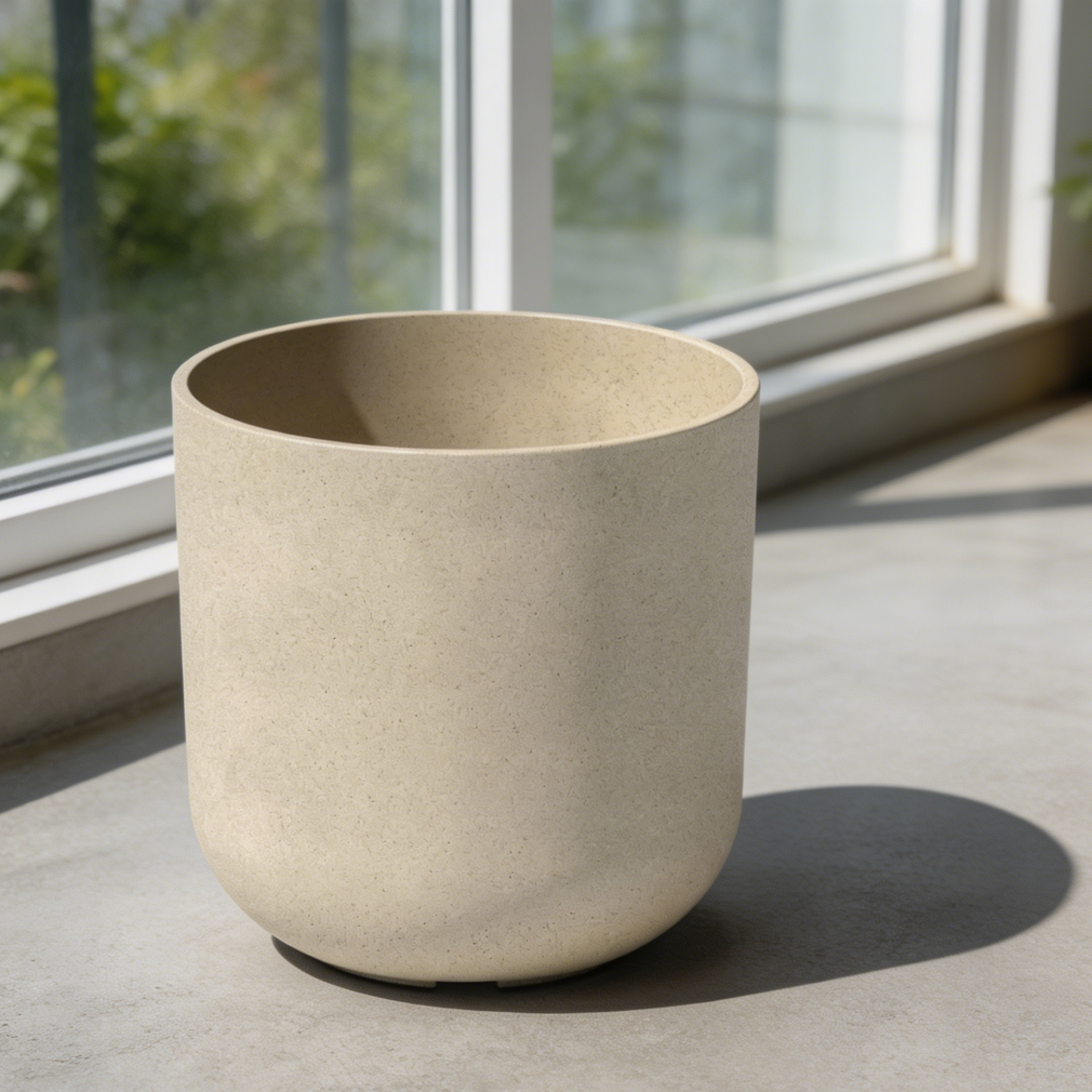 Plastic-Stone Composite Round Planter with Drainage