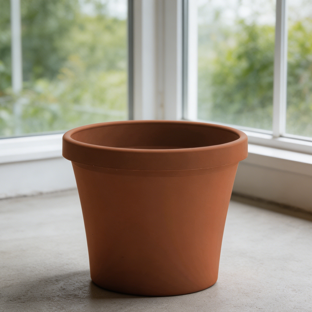 Terra Cotta Plastic Round Planter with Drainage