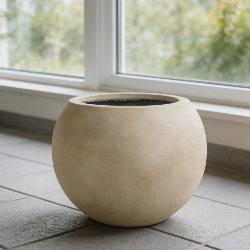 Beige Concrete Sphere Planter - Image 2