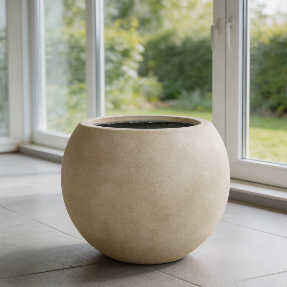 Beige Concrete Sphere Planter