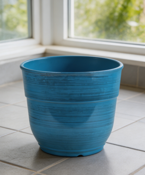 Dark Blue Glazed Plastic Planter