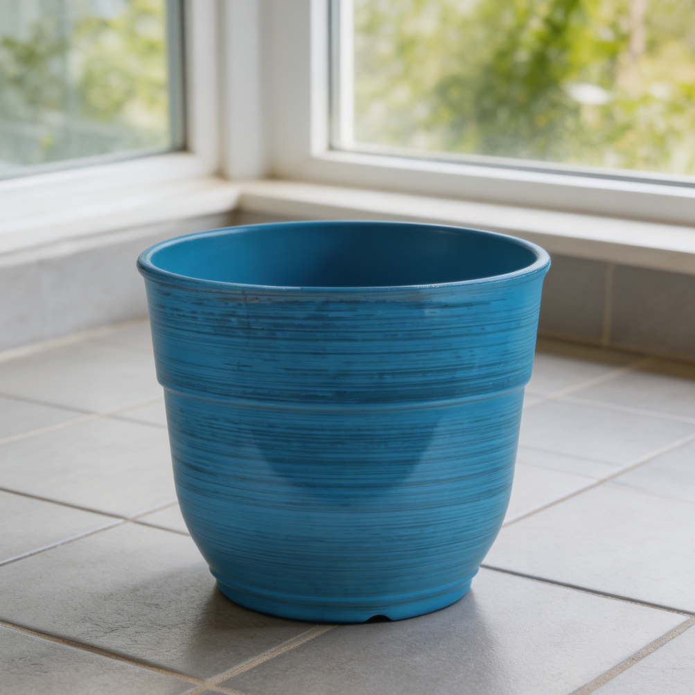 Dark Blue Glazed Plastic Planter