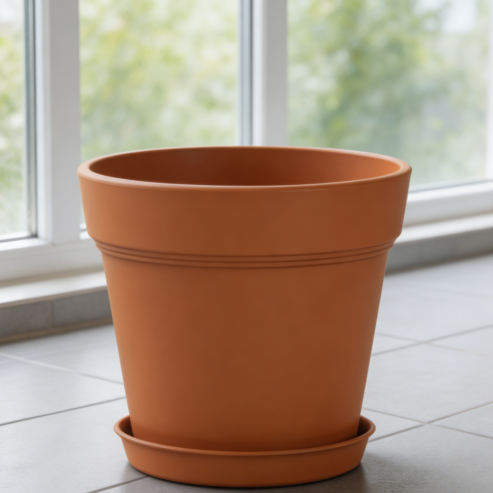 Terracotta Plastic Nursery Pots 8-Pack with Trays - Image 2