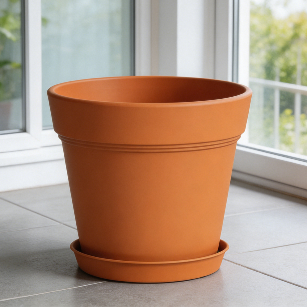 Terracotta Plastic Nursery Pots 8-Pack with Trays