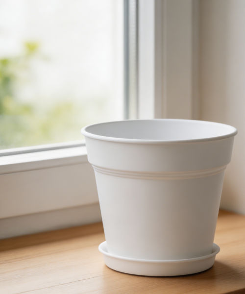 White Plastic Pots 8-Pack with Drainage & Saucer