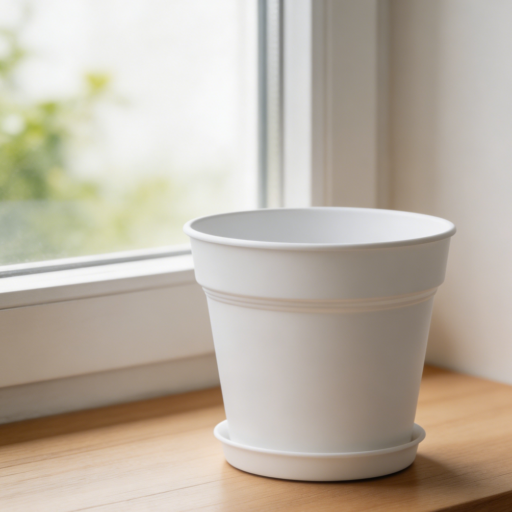 White Plastic Pots 8-Pack with Drainage & Saucer
