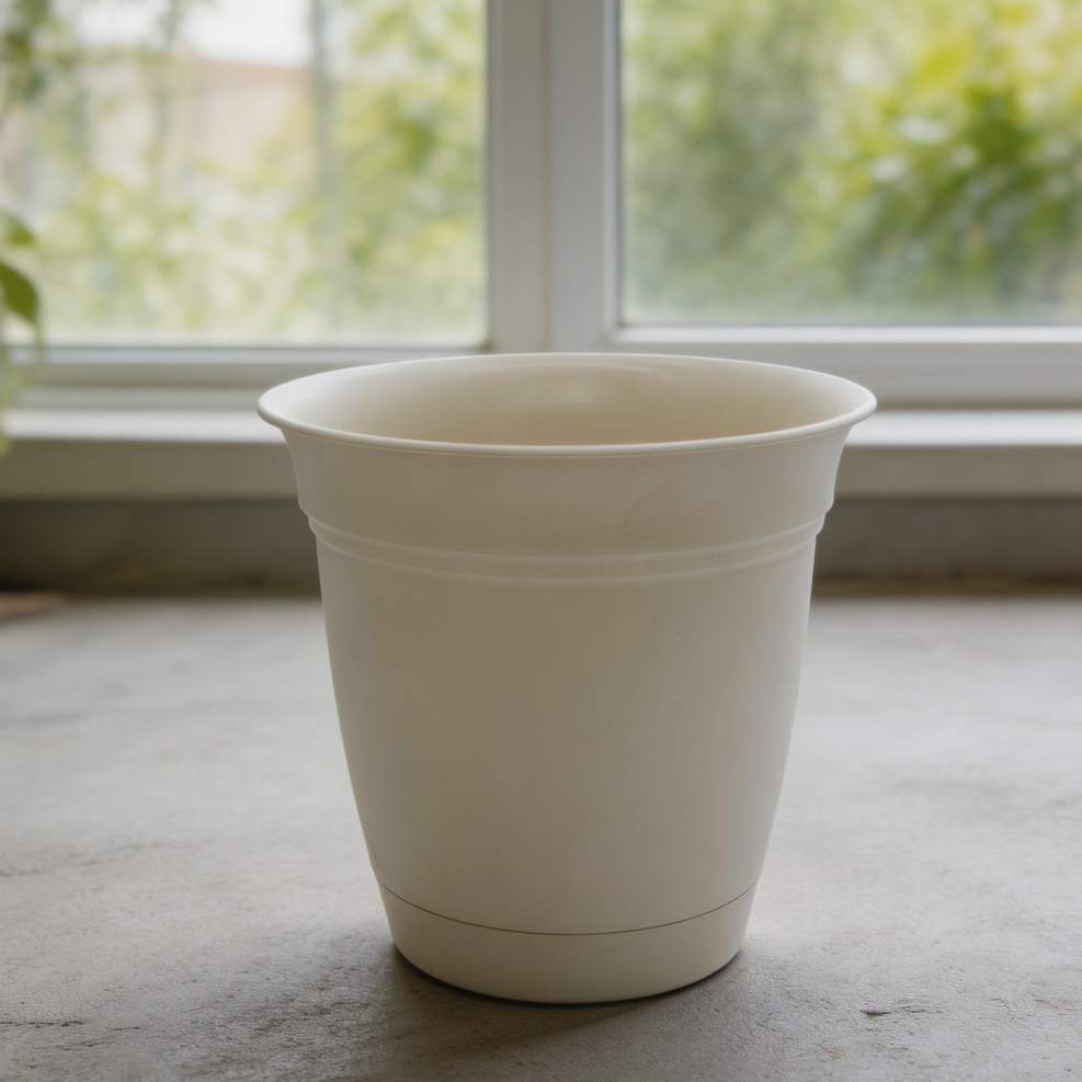 Cottage Stone Plastic Round Planter with Saucer - Image 2