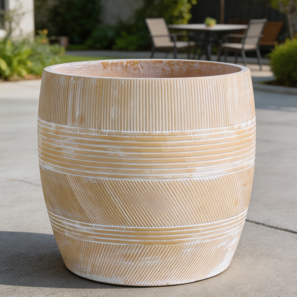 Terracotta Patterned Ceramic Fibre Planter - Image 2