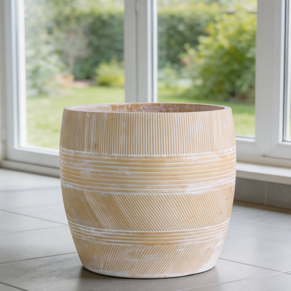 Terracotta Patterned Ceramic Fibre Planter