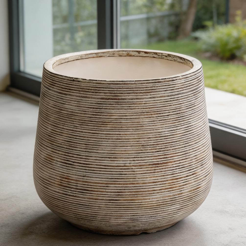 Distressed Farmhouse Round Planter with Drainage - Image 2
