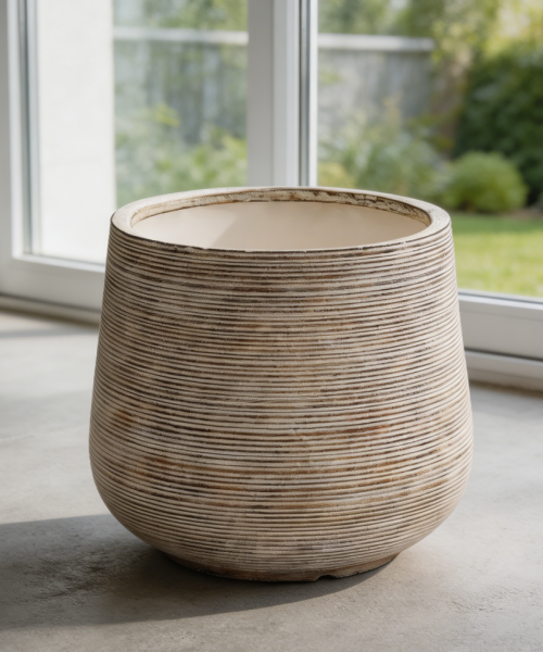 Distressed Farmhouse Round Planter with Drainage