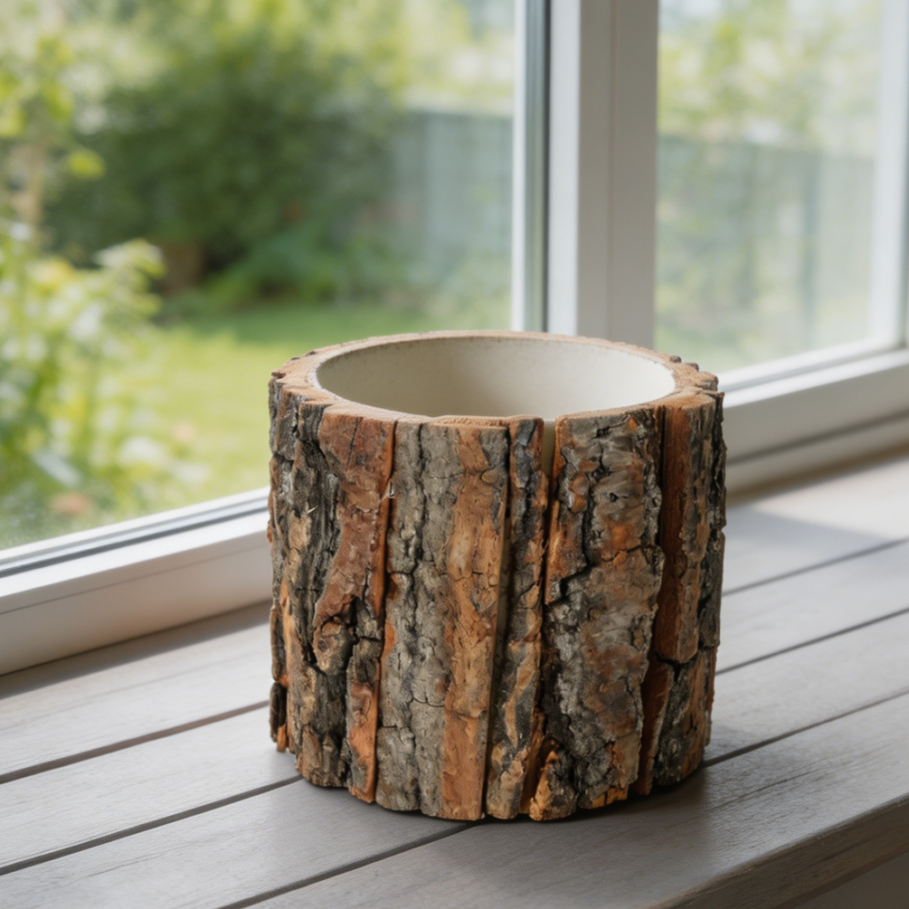 6-Pack Natural Birch Bark Wood Vase - Image 2