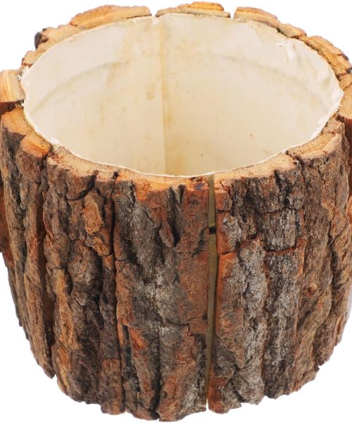 Burnt Finish Natural Wood Cylinder Planter