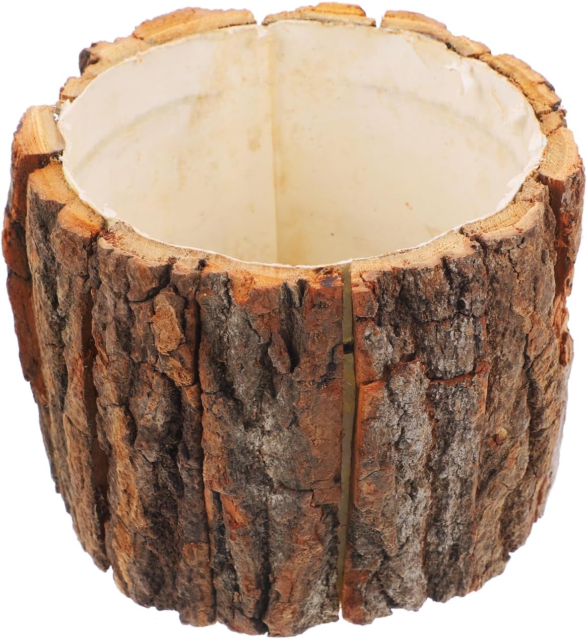Burnt Finish Natural Wood Cylinder Planter